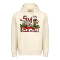 Sandshell Merry Christmas Goats Premium Hoodie - LillyAllenDesigns