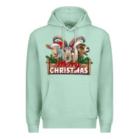 Seafoam Merry Christmas Goats Premium Hoodie - LillyAllenDesigns