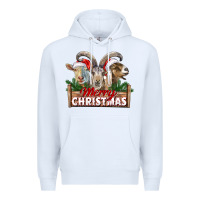 White Merry Christmas Goats Premium Hoodie - LillyAllenDesigns