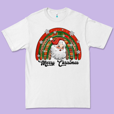 Merry Christmas Santa Rainbow Premium Tee Designed By Jasminsmagicworld