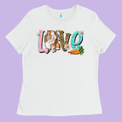 Love Easter Rabbit Ladies Tee Designed By Nancycooperartshop