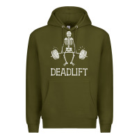 Army Green deadlift funny halloween skeleton weight lifting workout Premium Hoodie - longCreatives