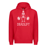 Red deadlift funny halloween skeleton weight lifting workout Premium Hoodie - longCreatives