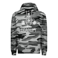 Slate Camo deadlift funny halloween skeleton weight lifting workout Premium Hoodie - longCreatives