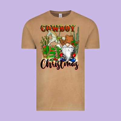 Cowboy Christmas Gnome Vintage Tee Designed By Cowgirlartshop