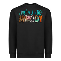 Black Western Just A Little Moody Cow Heavyweight Sweatshirt - LillyAllenDesigns