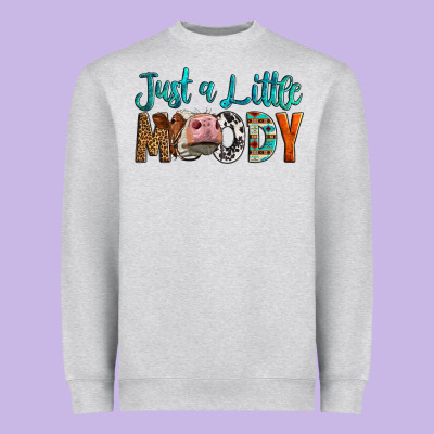 Western Just A Little Moody Cow Heavyweight Sweatshirt Designed By Lillyallendesigns