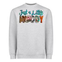Heather Grey Western Just A Little Moody Cow Heavyweight Sweatshirt - LillyAllenDesigns