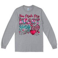 Heather Grey you make my heart sing Long Sleeve Tee - OliviaCreatesArt