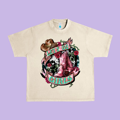 Let's Go Girl's Cowboy Boots Urban Heavy Tee Designed By Howdyjamesfarm