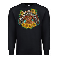 Black scottish calf sunflowers rainbow Premium Sweatshirt - BarkalooDesign