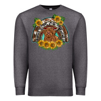 Charcoal Heather scottish calf sunflowers rainbow Premium Sweatshirt - BarkalooDesign
