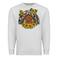 Dove Grey scottish calf sunflowers rainbow Premium Sweatshirt - BarkalooDesign