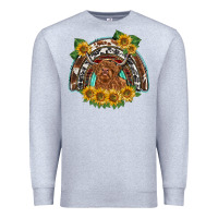 Heather Grey scottish calf sunflowers rainbow Premium Sweatshirt - BarkalooDesign
