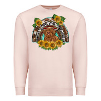Pale Pink scottish calf sunflowers rainbow Premium Sweatshirt - BarkalooDesign