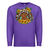 Purple scottish calf sunflowers rainbow Premium Sweatshirt - BarkalooDesign