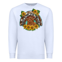 White scottish calf sunflowers rainbow Premium Sweatshirt - BarkalooDesign