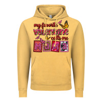 Vintage Mustard my favorite valentine calls me mama Vintage Hoodie - OliviaCreatesArt