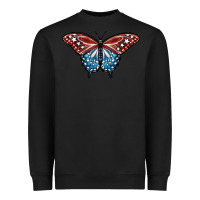 Black Patriotic American Butterfly Heavyweight Sweatshirt - LillyAllenDesigns