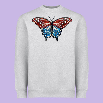 Patriotic American Butterfly Heavyweight Sweatshirt Designed By Lillyallendesigns