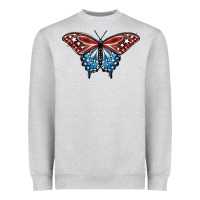 Heather Grey Patriotic American Butterfly Heavyweight Sweatshirt - LillyAllenDesigns