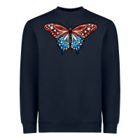 Navy Patriotic American Butterfly Heavyweight Sweatshirt - LillyAllenDesigns