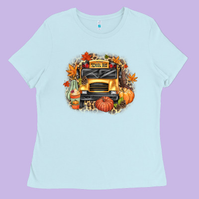 Fall School Bus Ladies Tee Designed By Texasbilliewilder