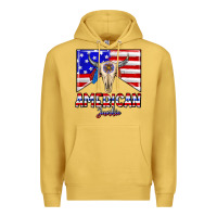 Antique Gold American junkie Premium Hoodie - CowhideDigitalArt