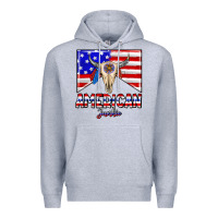 Heather Grey American junkie Premium Hoodie - CowhideDigitalArt