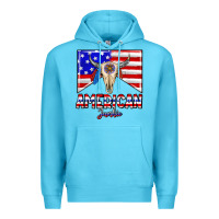 Ocean Blue American junkie Premium Hoodie - CowhideDigitalArt