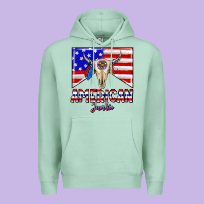American Junkie Premium Hoodie Designed By Cowhidedigitalart