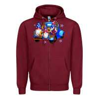 Burgundy american flag gnomes truck sunflowers star leopard Zipper Hoodie - Artiststas