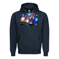 Navy american flag gnomes truck sunflowers star leopard Zipper Hoodie - Artiststas