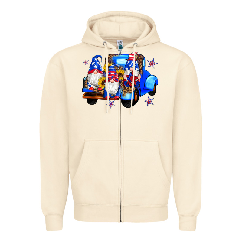 American Flag Gnomes Truck Sunflowers Star Leopard Zipper Hoodie by Artiststas | Teevron