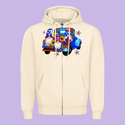 American Flag Gnomes Truck Sunflowers Star Leopard Zipper Hoodie Designed By Artiststas