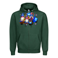 Sports Green american flag gnomes truck sunflowers star leopard Zipper Hoodie - Artiststas