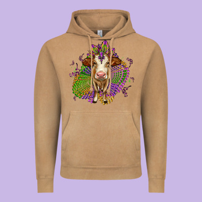 Simmental Mardi Gras Vintage Hoodie Designed By Oliviacreatesart