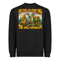 Black Western Charolais Heifer With Sunflowers Heavyweight Sweatshirt - LillyAllenDesigns