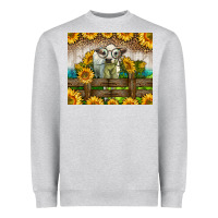 Heather Grey Western Charolais Heifer With Sunflowers Heavyweight Sweatshirt - LillyAllenDesigns