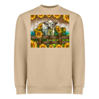 Mushroom Western Charolais Heifer With Sunflowers Heavyweight Sweatshirt - LillyAllenDesigns