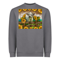 Storm Western Charolais Heifer With Sunflowers Heavyweight Sweatshirt - LillyAllenDesigns