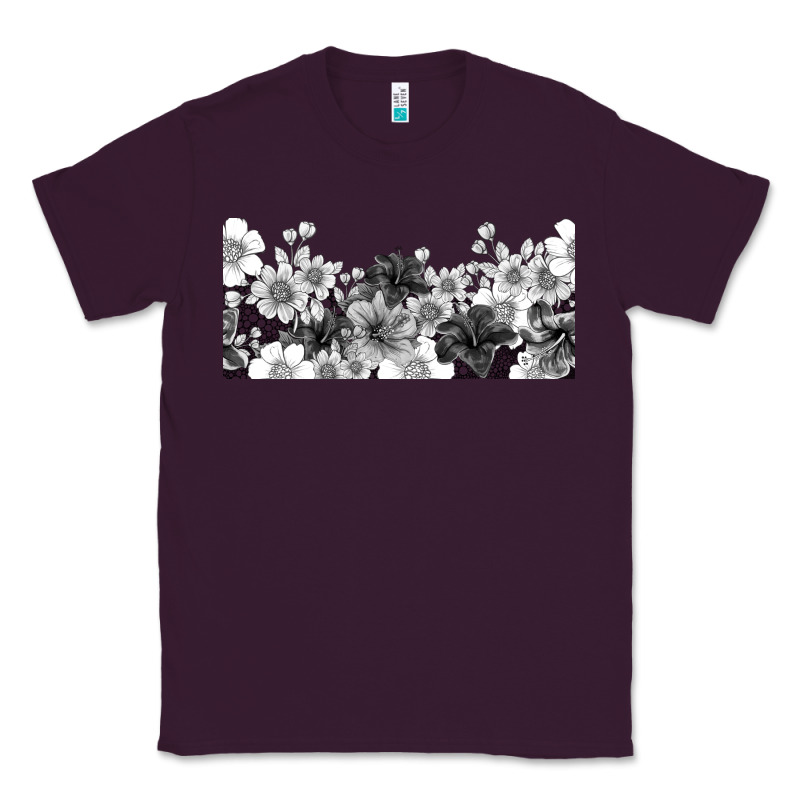 Black And White Floral Classic Tee by TumblerDesignByShophia | Teevron