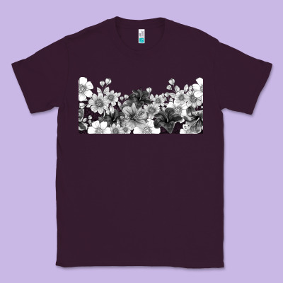 Black And White Floral Classic Tee Designed By Tumblerdesignbyshophia