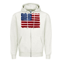 Oatmeal Heather american flag Zipper Hoodie - Artiststas