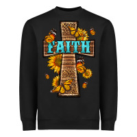 Black Western Faith Cross Butterfly Heavyweight Sweatshirt - LillyAllenDesigns