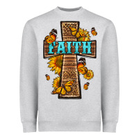 Heather Grey Western Faith Cross Butterfly Heavyweight Sweatshirt - LillyAllenDesigns