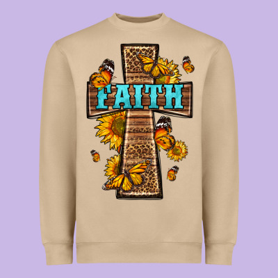 Western Faith Cross Butterfly Heavyweight Sweatshirt Designed By Lillyallendesigns