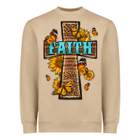 Mushroom Western Faith Cross Butterfly Heavyweight Sweatshirt - LillyAllenDesigns