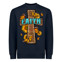Navy Western Faith Cross Butterfly Heavyweight Sweatshirt - LillyAllenDesigns