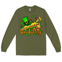 Army Green St. Patrick's Kentucky map Long Sleeve Tee - OliviaCreatesArt